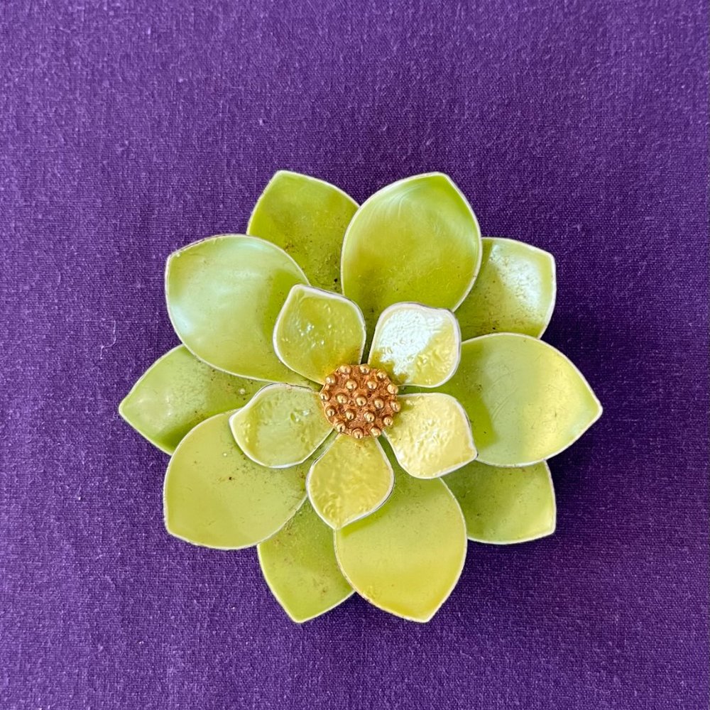 Vintage Lime Green Retro Flower Pin